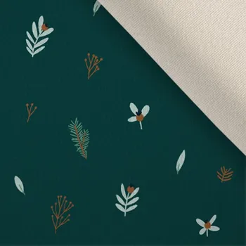 Strečový samet smaragdové větvičky