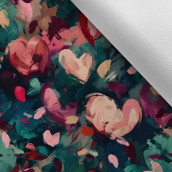 Látka s potiskem kočárkovina TD/NS tyrkysová srdce