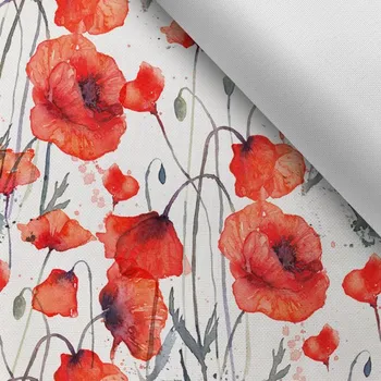 Látka s potiskem kočárkovina TD/NS akvarelové máky