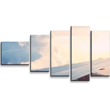 Obraz Sablio Obraz - 5-dílný Křídlo letadla - 100x60 cm
