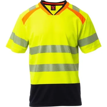 Pánské tričko Payperwear Dvoubarevné pracovní triko Alley s vysokou viditelností Barva: žlutá fluo - modrá námořní, Velikost: XXL