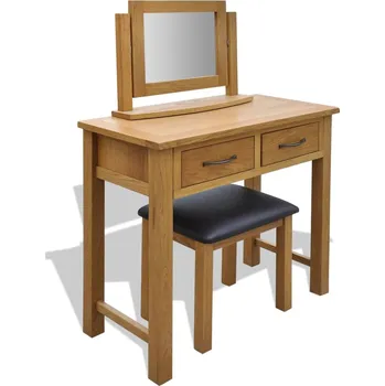 Toaletní stolek zahrada-XL Toaletní stolek se stoličkou masivní dubové dřevo 242742