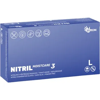 Pracovní rukavice Espeon Nitril Moistcare3 Powder Free Examination Glows Dark Blue 100 ks