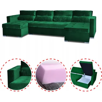 Sedací souprava Rohová Sedací Souprava Family Meble, zelená tkanina