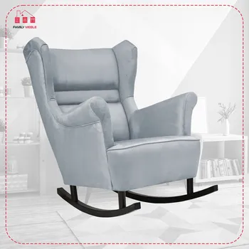 Křeslo Houpací křeslo ušák Zoja skandinávský styl Family Meble modré pro čtení