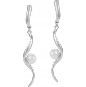Náušnice DLOUHÉ STŘÍBRNÉ PERLOVÉ NÁUŠNICE COLIBRA