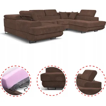 Sedací souprava Rohová Sedací Souprava tvar U rozkládací f. spaní Savio Family meble j šedý samet