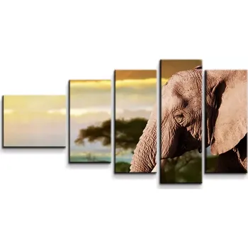 Obraz Sablio Obraz - 5-dílný Slon z profilu - 100x60 cm