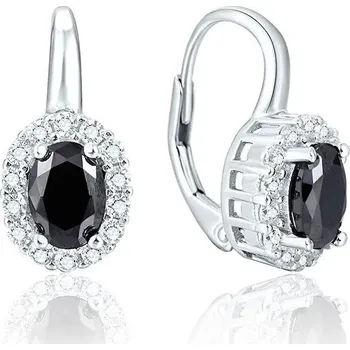 Náušnice Beneto Stříbrné náušnice s černými zirkony AGUC2234