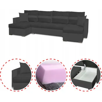 Sedací souprava Rohová Sedací Souprava Figo BIG rozkládací s funkcí spaní Family Meble šedo šedá