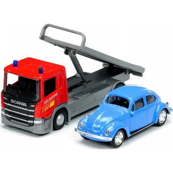 autíčko WELLY Odťahový vůz AUTOPŘEPRAVNÍK SCANIA P320 1:57 + VW VOLKSWAGEN BEETLE "Brouk" 1:43 NOVÝ
