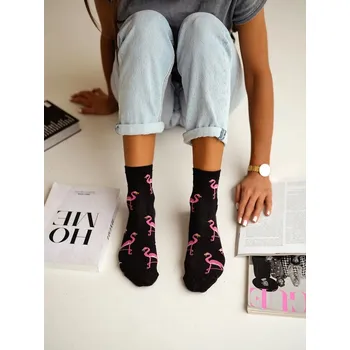 Dámské ponožky Ponožky Milena Plameňáci - bavlněné s barevným vzorem, lehká melanž 37-41 i384_94018961