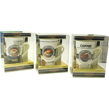 PROHOME - Hrnek a lžička keramická Cappuccino Coffee různé dekory