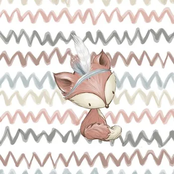 Imitace bavlněného plátna PANEL M 40x40 forest/les bílý-liška