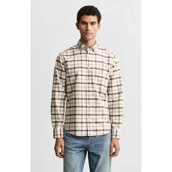 Pánská košile KOŠILE GANT REG OXFORD CHECK SHIRT MAHOGANY BROWN