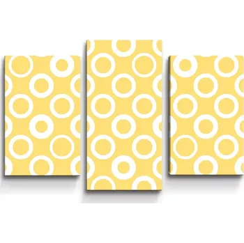 Obraz Sablio Obraz - 3-dílný Bílé kruhy na žluté - 75x50 cm