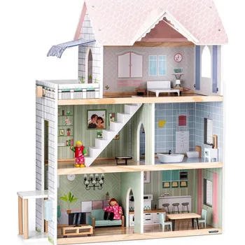 Domeček pro panenku WOODY DŘEVO Domeček pro panenky Molly na baterie Světlo Zvuk | 528203