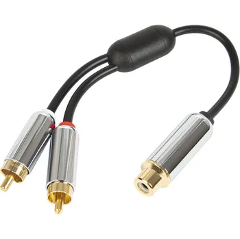 Audio kabel RCA rozdělovač s kabelem 15 cm bílý metalický