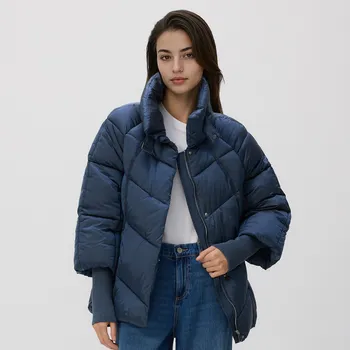 Dámský kabát Reserved - Prošívaná bunda s vysokým límcem - modrá - 687AY-55X - 687AY-55X-S