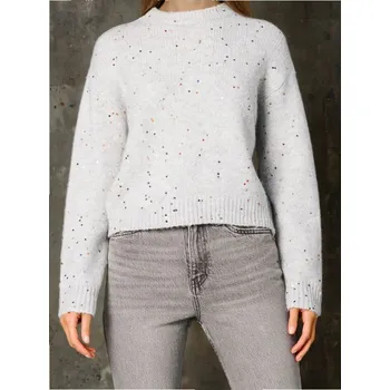 Dámský svetr Sinsay - Svetr s barevnými flitry s příměsí vlny - šedá - 418EU-09M - 418EU-09M-XS