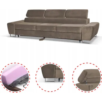 Pohovka Rozkládací pohovka, 3místná, s funkcí spaní Bosso Family meble hnědý velur