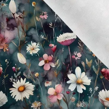 Látka matná na plavky, fitness oblečení akvarel kopretiny Diana