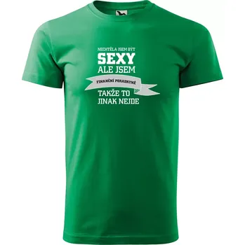 Pánské tričko Sablio Tričko s potiskem Nechtěla jsem být sexy, ale jsem finanční poradkyně - zelené S
