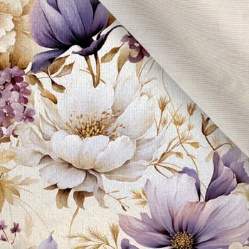 Látka samet/velvet Doris fialové květy Vilma