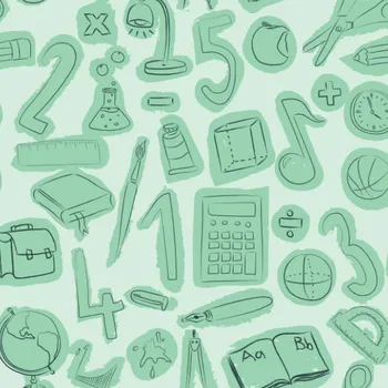 Látka s potiskem kočárkovina TD / NS Škola mátová