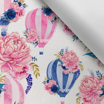 Látka s potiskem kočárkovina TD/NS ballons pink indigo
