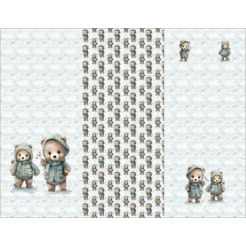 Panel na fusak z nepromokavého polyesteru 155x120 zimní medvídek Momo