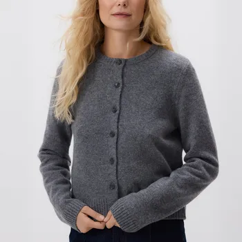 Dámský svetr Reserved - Vlněný kardigan - středně šedá - 605FW-85M - 605FW-85M-XL