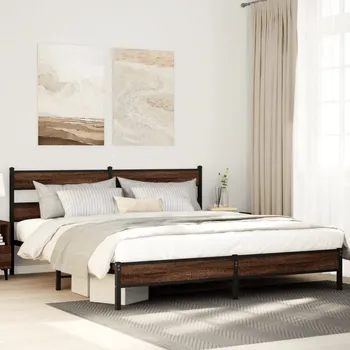 Postel zahrada-XL Kovový rám postele bez matrace hnědý dub 200 x 200 cm 3308511