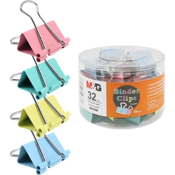 Kancelářská sponka Klip Binder M&G - barevný (32 mm), 24 ks