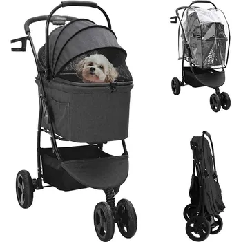 přepravka pro zvíře Skládací kočárek pro domácí mazlíčky Černá 78 x 54 x 101 cm IM_42012440