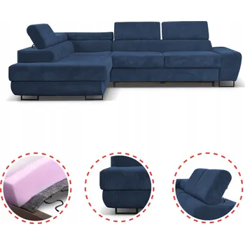 Sedací souprava Rohová Sedací Souprava Family Meble manšestrově modrá