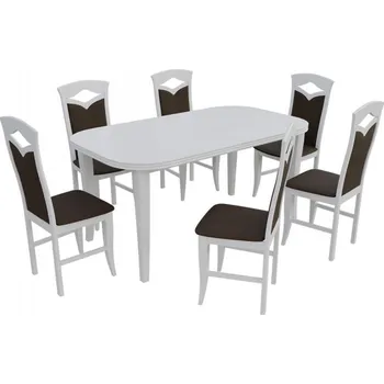 Nábytek Jídelní set pro 6 osob - RK004, Barva dřeva: bílá, Potah: Casablanca 2308 MIRJAN 5902928412963