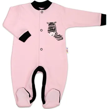 Baby Nellys Bavlněný overálek Zebra - růžový Velikost: 68 (3-6m)