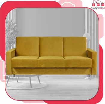 Pohovka Rozkládací pohovka Alicja s úložným prostorem, pružinový systém Bonell, žlutá - Family meble