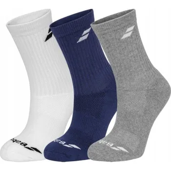 Pánské ponožky SPORTOVNÍ PONOŽKY BABOLAT CREW SOCKS 3 PÁRY BÍLÁ/MODRÁ/ŠEDÁ 39-42