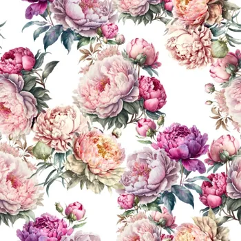 Hladký šifon/silky svět pivoněk bílý