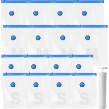 Pytel na prádlo VAKUOVÉ PYTLE SADA 8 KS (4x S + 4x M) PRO ULOŽENÍ OBLEČENÍ DO SKŘÍNĚ, CESTOVNÍ, S PUMPIČKOU