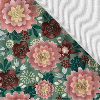 Funkční žebrovaný patent metráž květiny Lucy