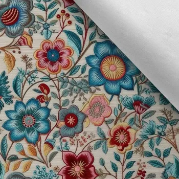 Látka s potiskem kočárkovina TD/NS béžová výšivka potisk Luxury