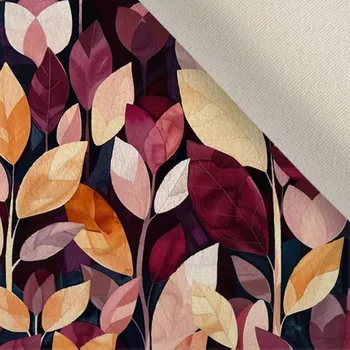 Oděvní strečový samet fialově bordové listy