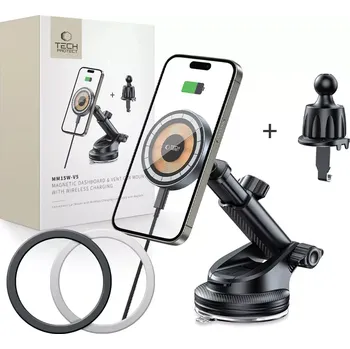 MagSafe držák s nabíječkou Tech-Protect MM15W-V5 Dashboard & Vent 15W