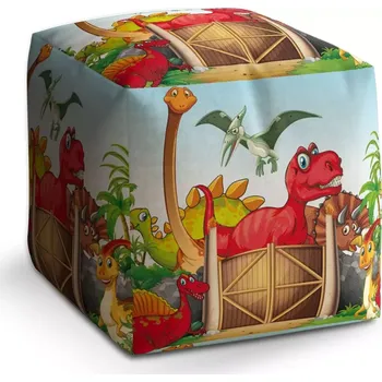 Taburet Sablio Taburet Cube Dinosauři 4: 40x40x40 cm