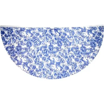 Panel na plisovanou půlkolovou sukni polomatný satén blue flowers MAXI vzor