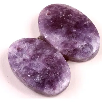 Přírodní kámen Vrtané Párové Kabošony Lepidolit č.VP12 (21x14x5mm)