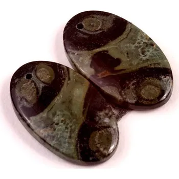 Přírodní kámen Vrtané Párové Kabošony Kambaba Jaspis č.VP21 (24x14x4mm)